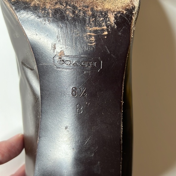 Coach All Leather Brown Made in Italy Pumps Square Toe Size 6.5B - Picture 8 of 13
